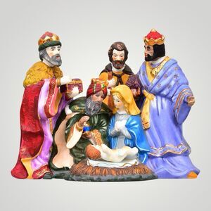 Christmas Nativity One Piece Figurine Small Mary Jesus Joseph Sheep Cow Wise Men
